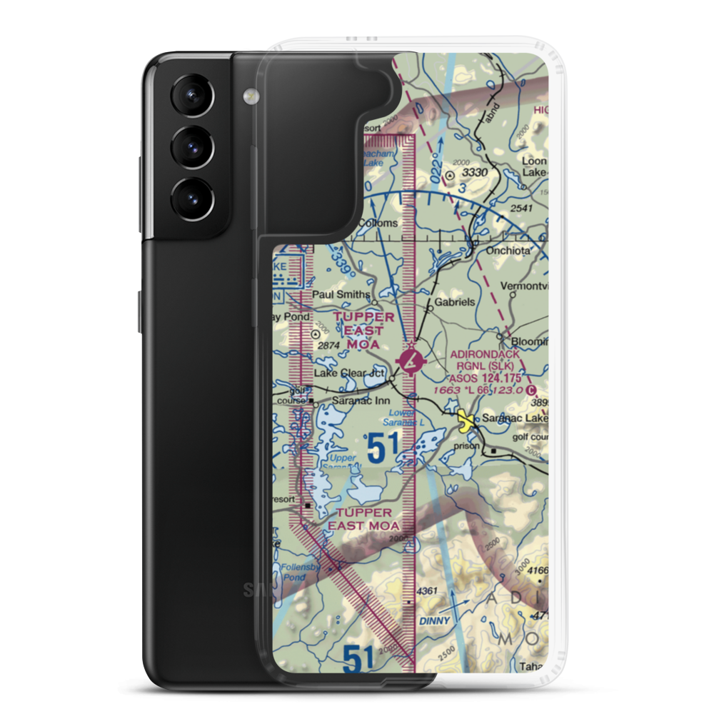 Adirondack Regional Airport (SLK) VFR Sectional Samsung Case Samsung Galaxy S21 Plus model shown
