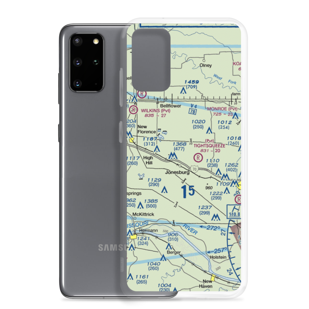 Adventures Aloft Airport (MO07) VFR Sectional Samsung Case Samsung Galaxy S20 Plus model shown