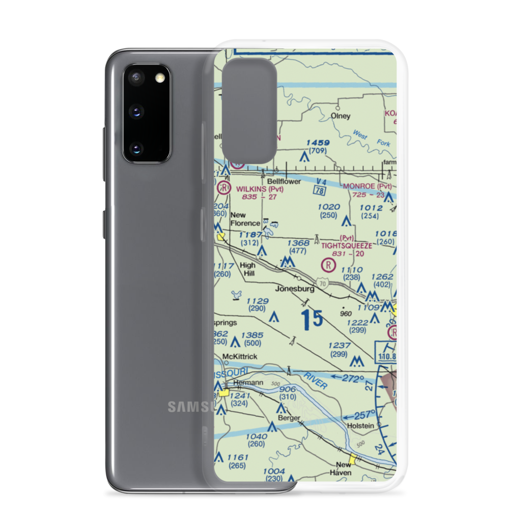 Adventures Aloft Airport (MO07) VFR Sectional Samsung Case Samsung Galaxy S20 model shown