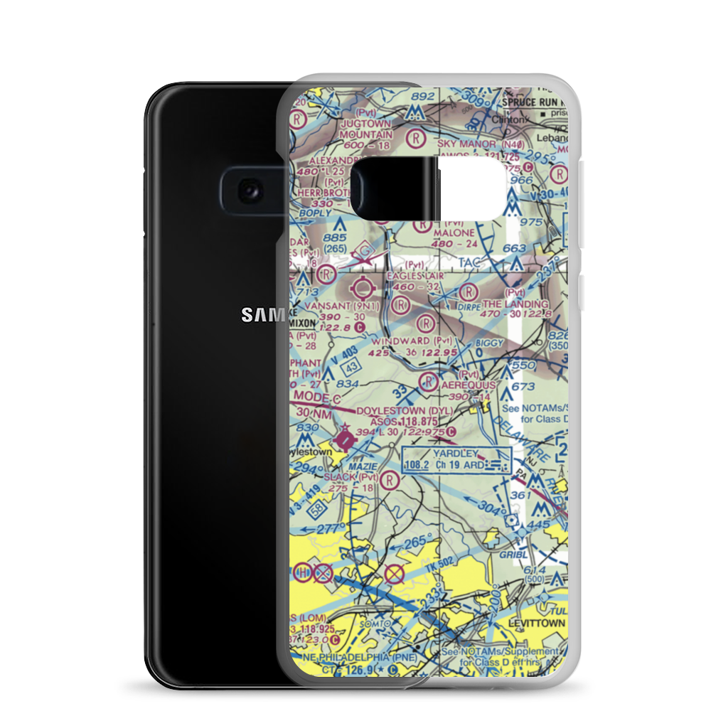 Aerequus Airport (38PA) VFR Sectional Samsung Case Samsung Galaxy S10e model shown