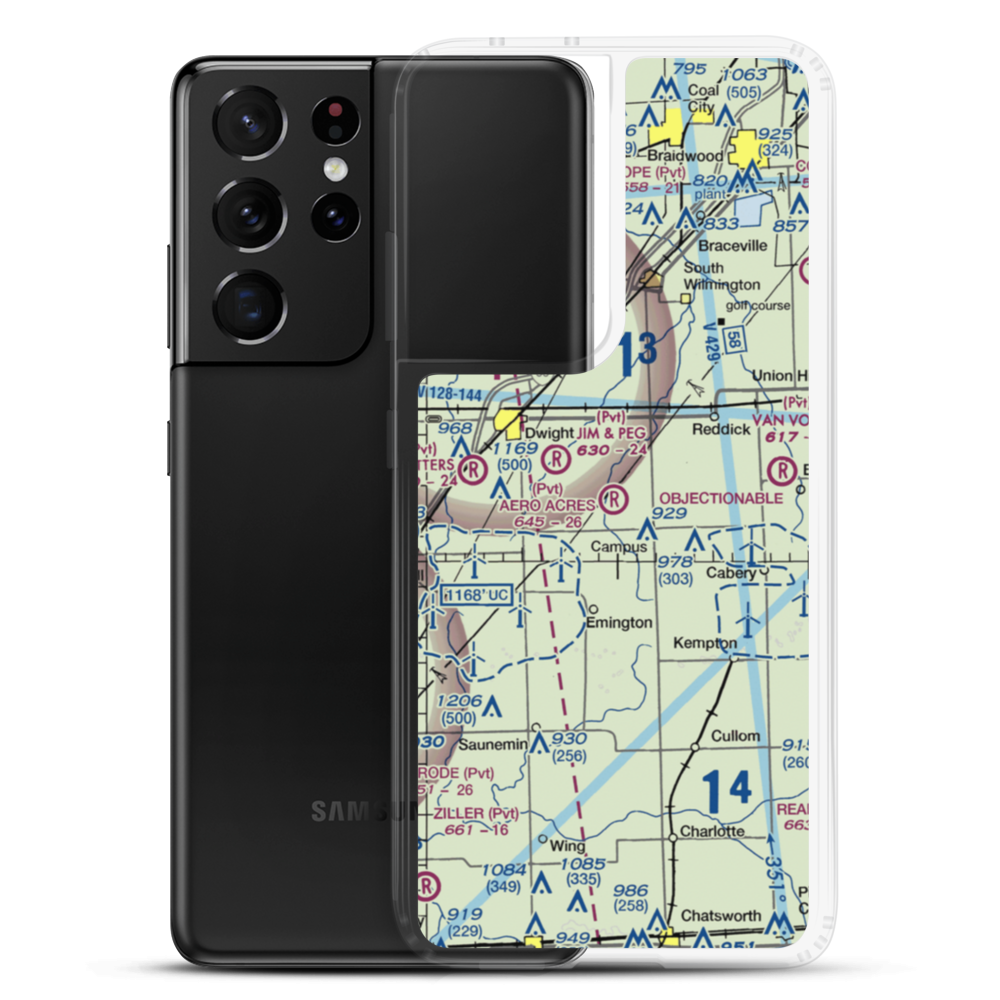Aero Acres Airport (IL51) VFR Sectional Samsung Case Samsung Galaxy S21 Ultra model shown