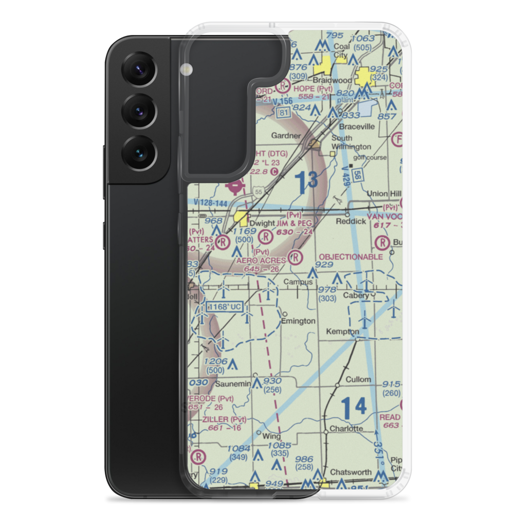 Aero Acres Airport (IL51) VFR Sectional Samsung Case Samsung Galaxy S22 Plus model shown