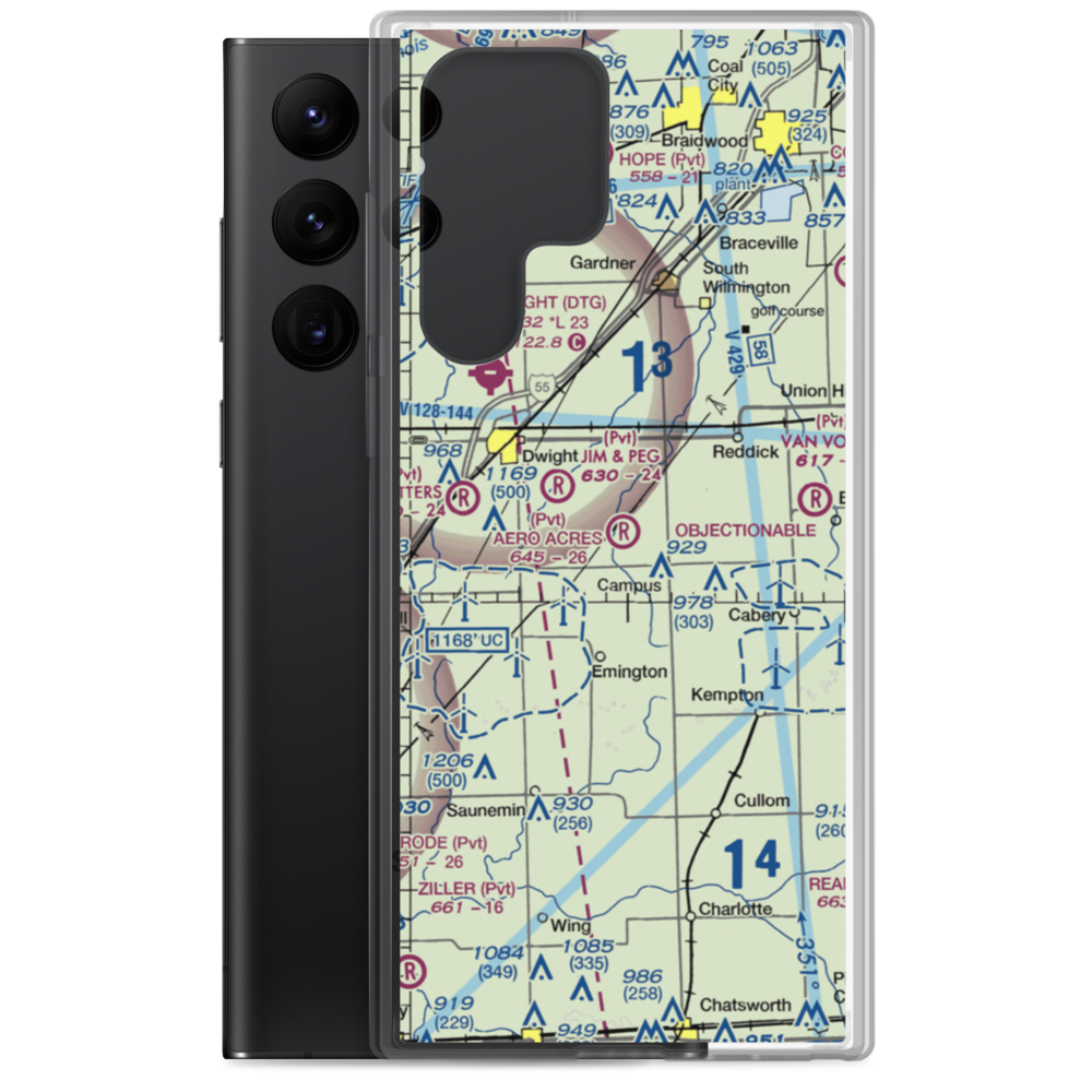 Aero Acres Airport (IL51) VFR Sectional Samsung Case Samsung Galaxy S22 Ultra model shown