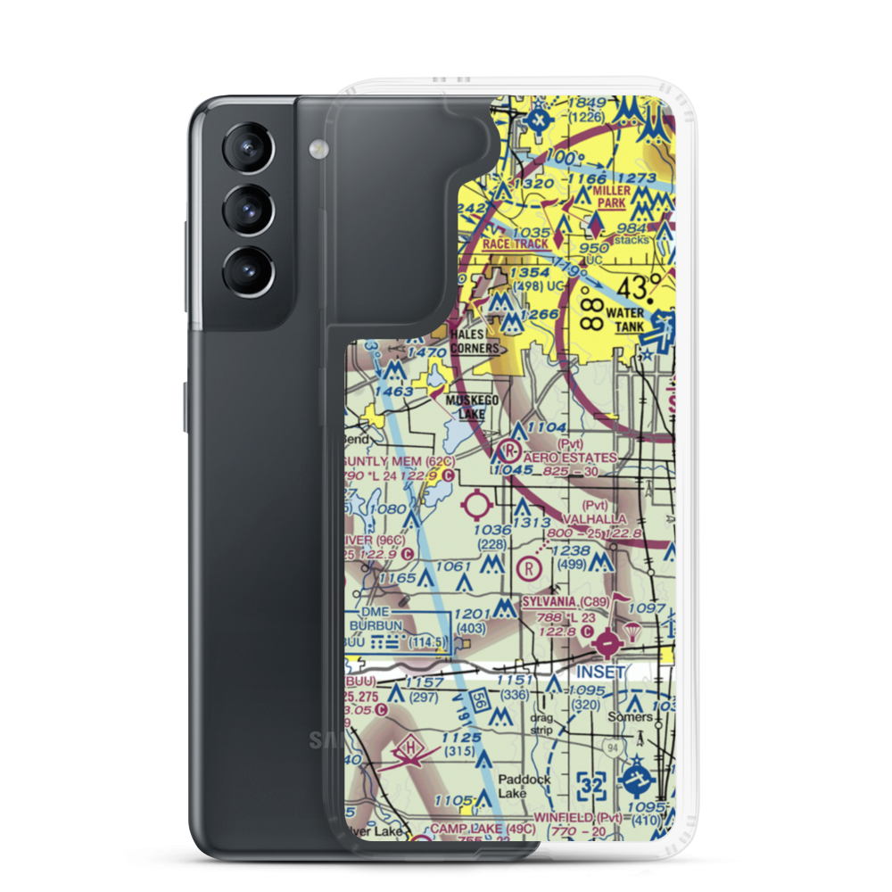 Aero Estates Airport (1WI6) VFR Sectional Samsung Case Samsung Galaxy S21 model shown