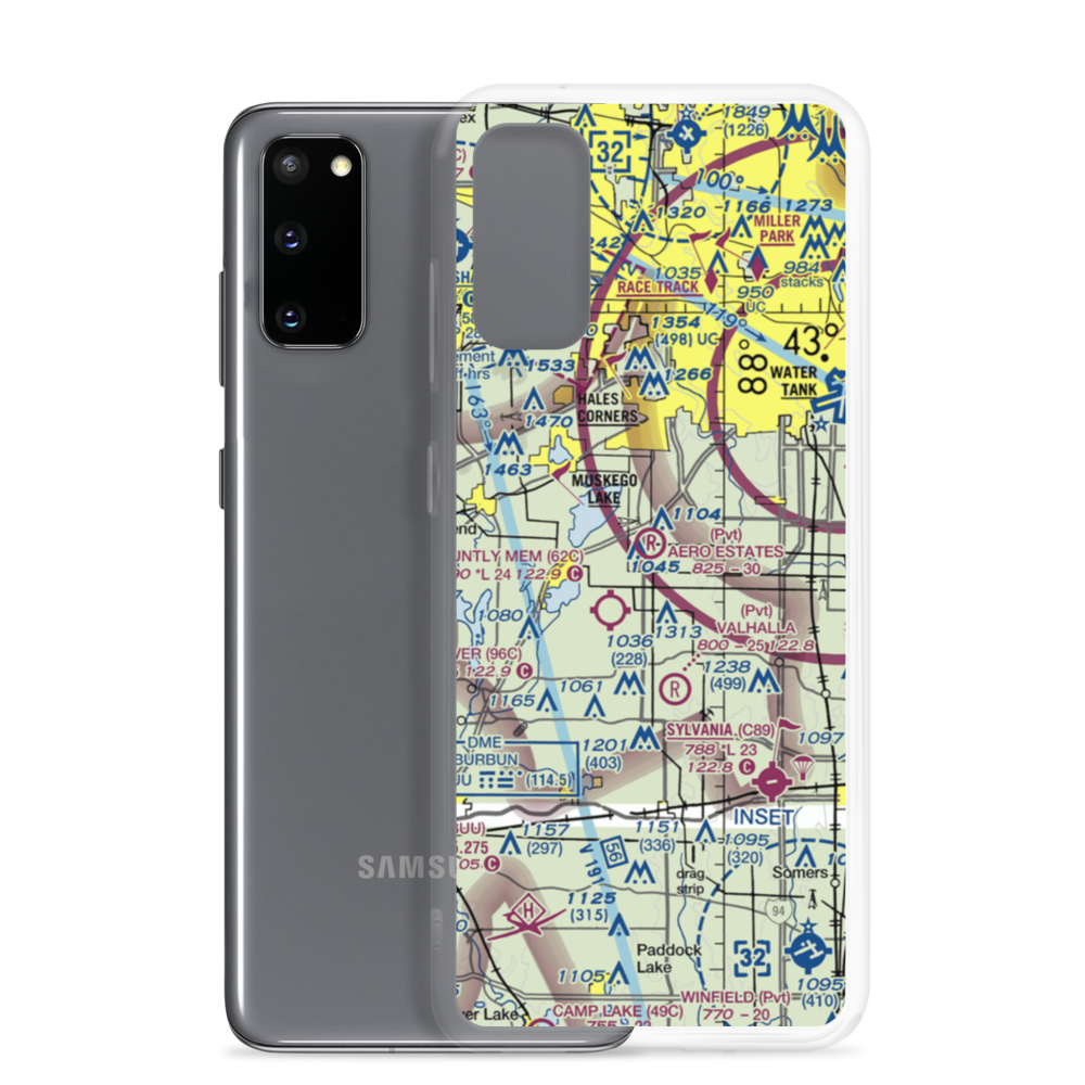 Aero Estates Airport (1WI6) VFR Sectional Samsung Case Samsung Galaxy S20 model shown