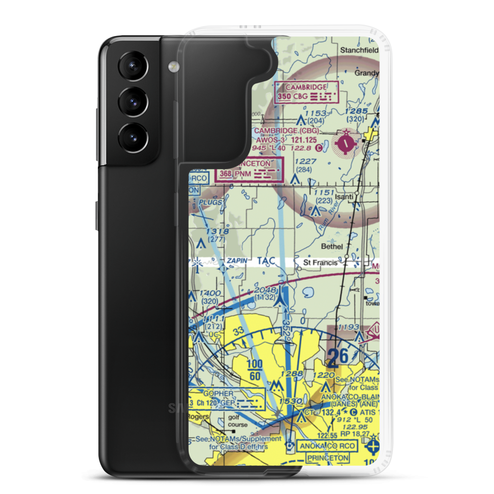 Aero-Plain Airport (MN98) VFR Sectional Samsung Case Samsung Galaxy S21 Plus model shown