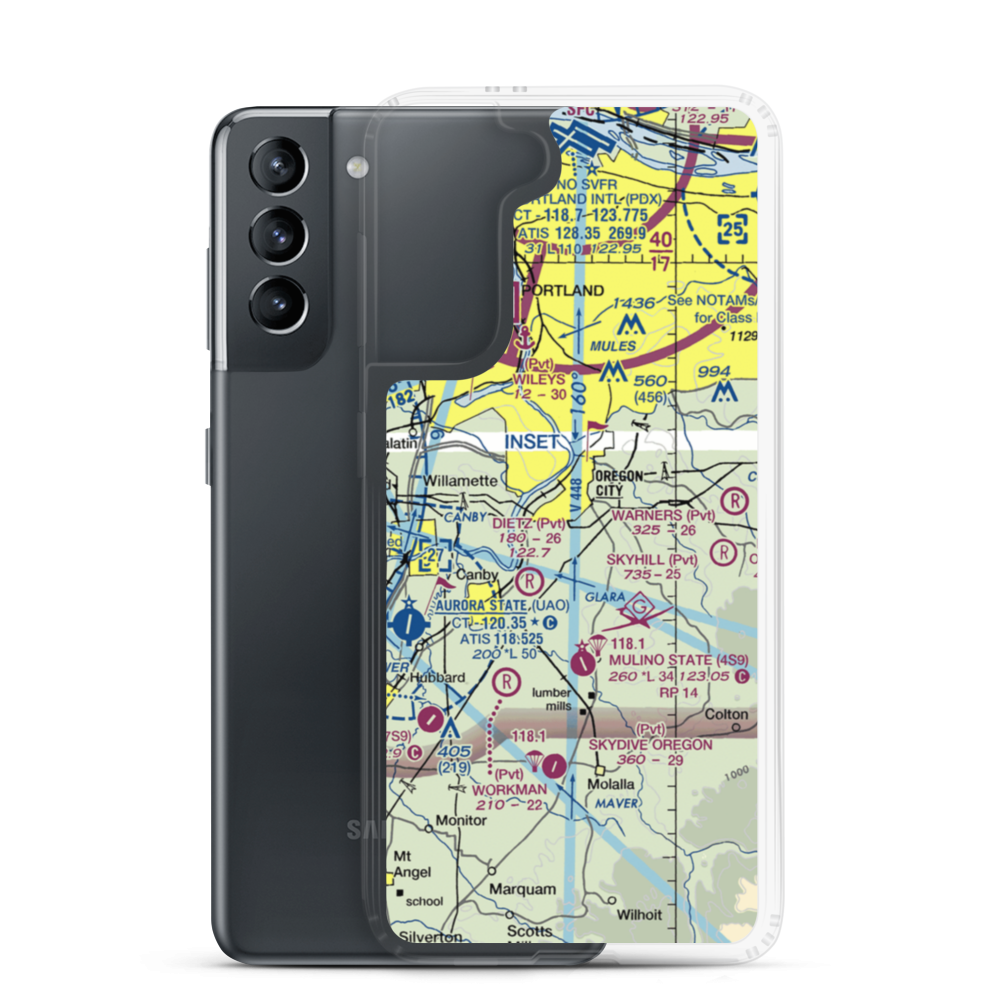 Aeroacres Airport (OG30) VFR Sectional Samsung Case Samsung Galaxy S21 model shown