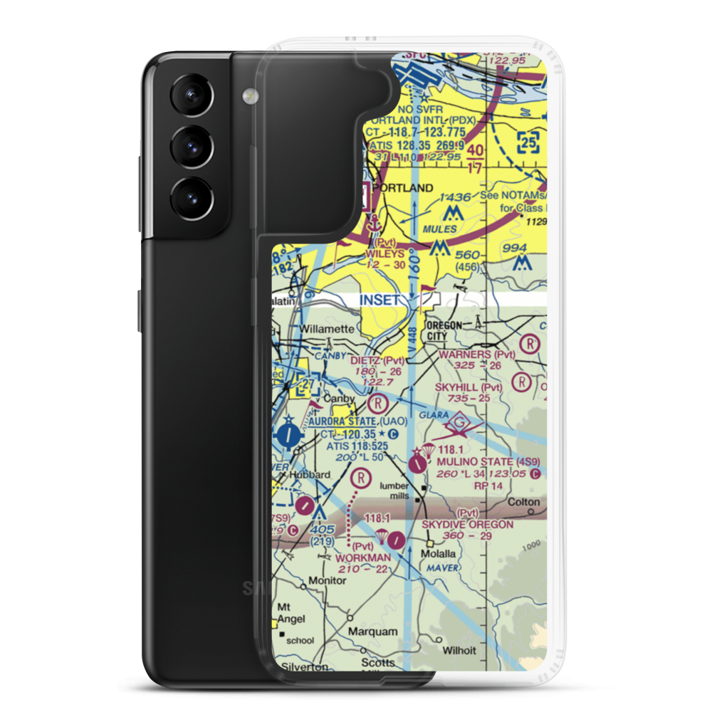 Aeroacres Airport (OG30) VFR Sectional Samsung Case Samsung Galaxy S21 Plus model shown