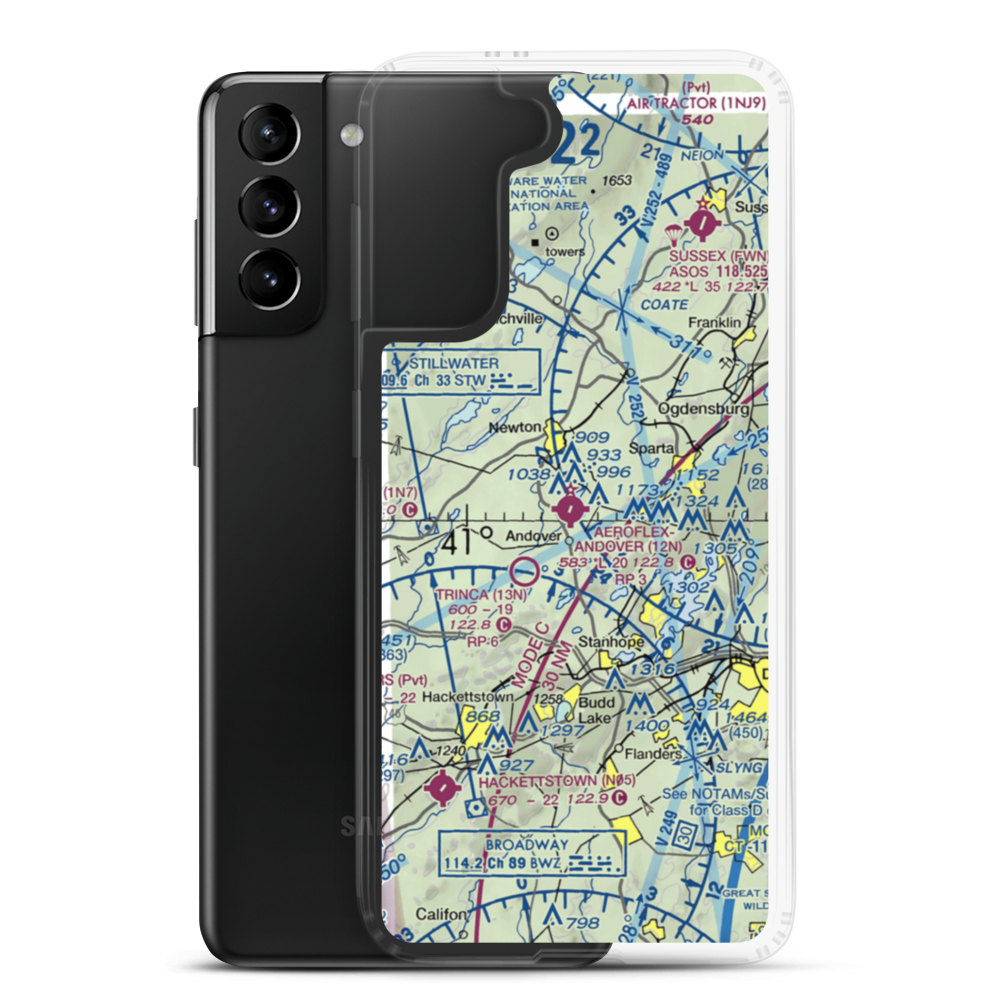 Aeroflex-Andover Airport (12N) VFR Sectional Samsung Case Samsung Galaxy S21 Plus model shown