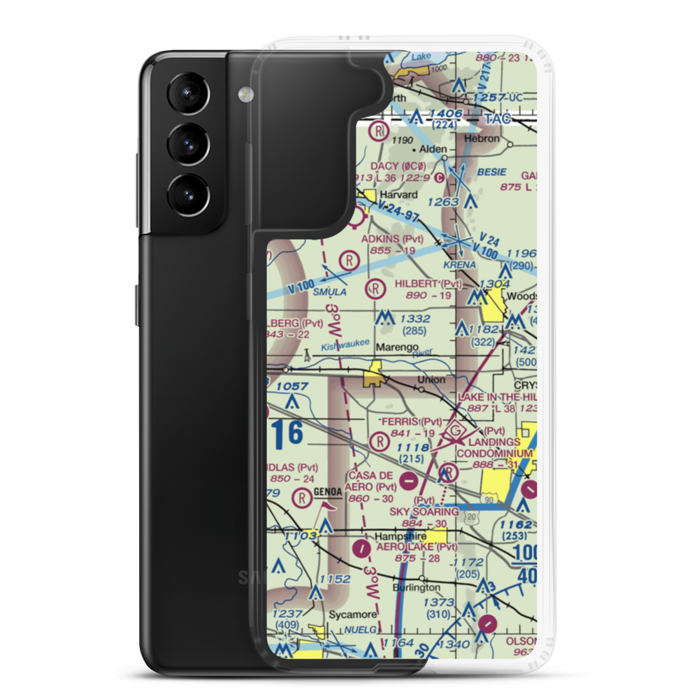 Aerogrange Airport (66IL) VFR Sectional Samsung Case Samsung Galaxy S21 Plus model shown