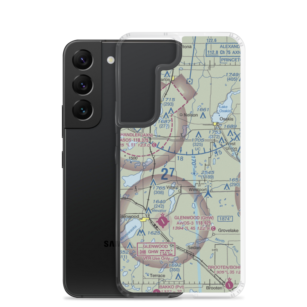 Aggies Landing Airport (MN04) VFR Sectional Samsung Case Samsung Galaxy S22 model shown