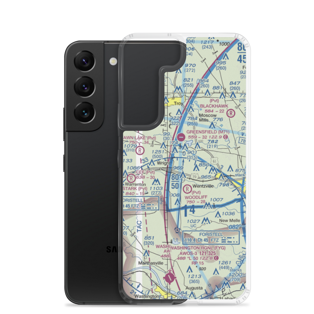 Ahlers Acres Airport (66MO) VFR Sectional Samsung Case Samsung Galaxy S22 model shown