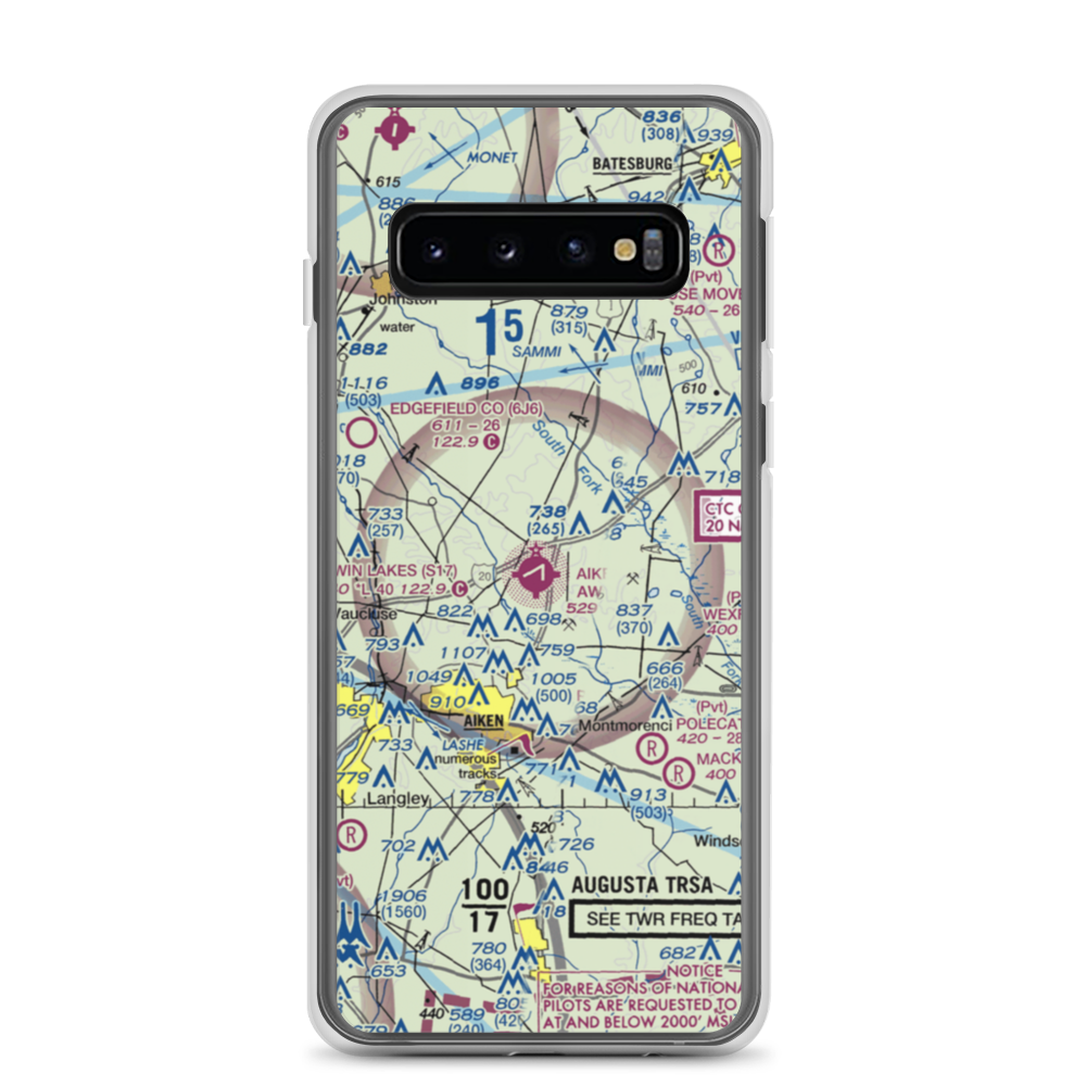 Aiken Regional Airport (AIK) VFR Sectional Samsung Case Samsung Galaxy S10 model shown