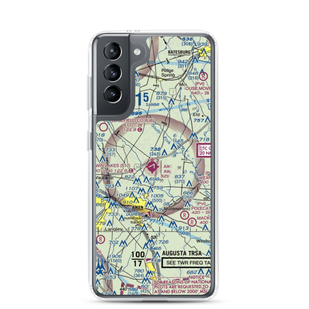Aiken Regional Airport (AIK) VFR Sectional Samsung Case Samsung Galaxy S21 model shown