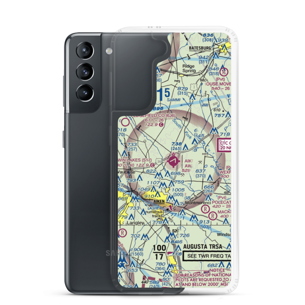 Aiken Regional Airport (AIK) VFR Sectional Samsung Case Samsung Galaxy S21 model shown