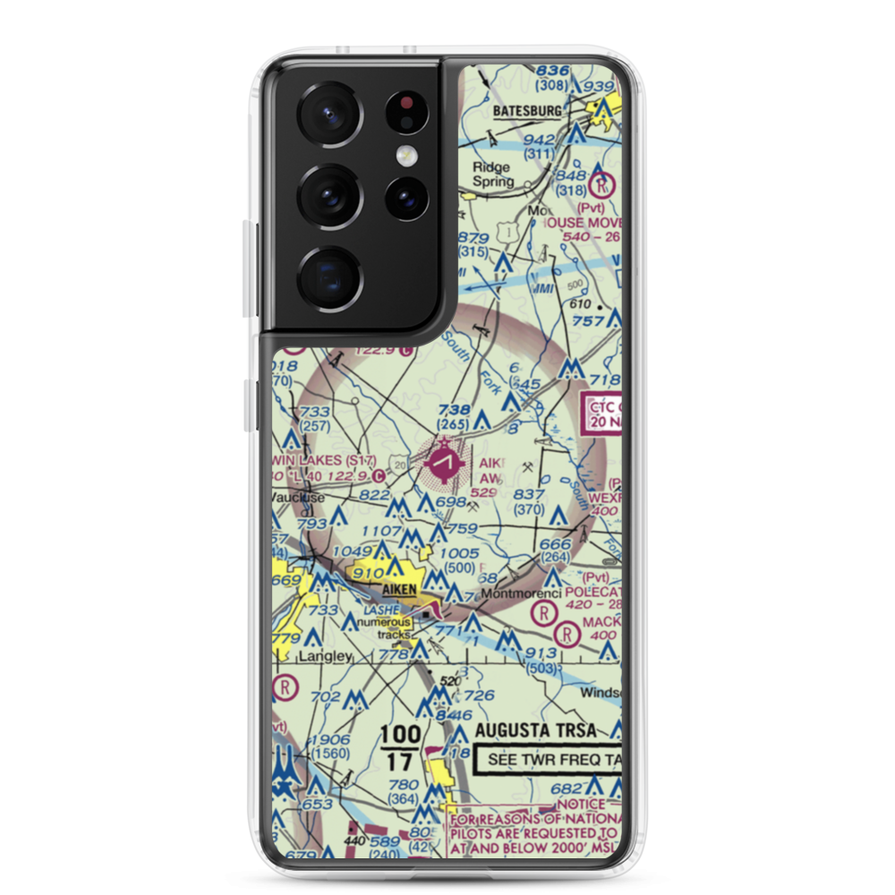 Aiken Regional Airport (AIK) VFR Sectional Samsung Case Samsung Galaxy S21 Ultra model shown