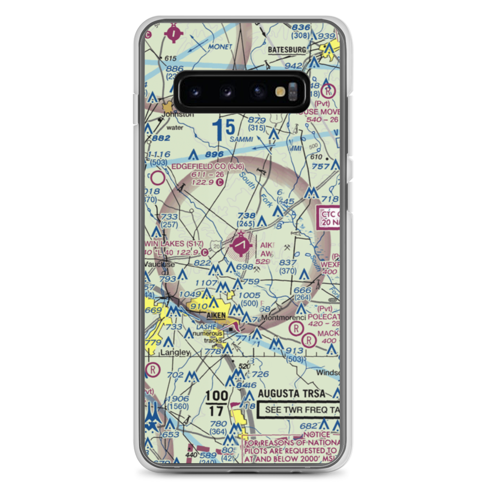 Aiken Regional Airport (AIK) VFR Sectional Samsung Case Samsung Galaxy S10+ model shown