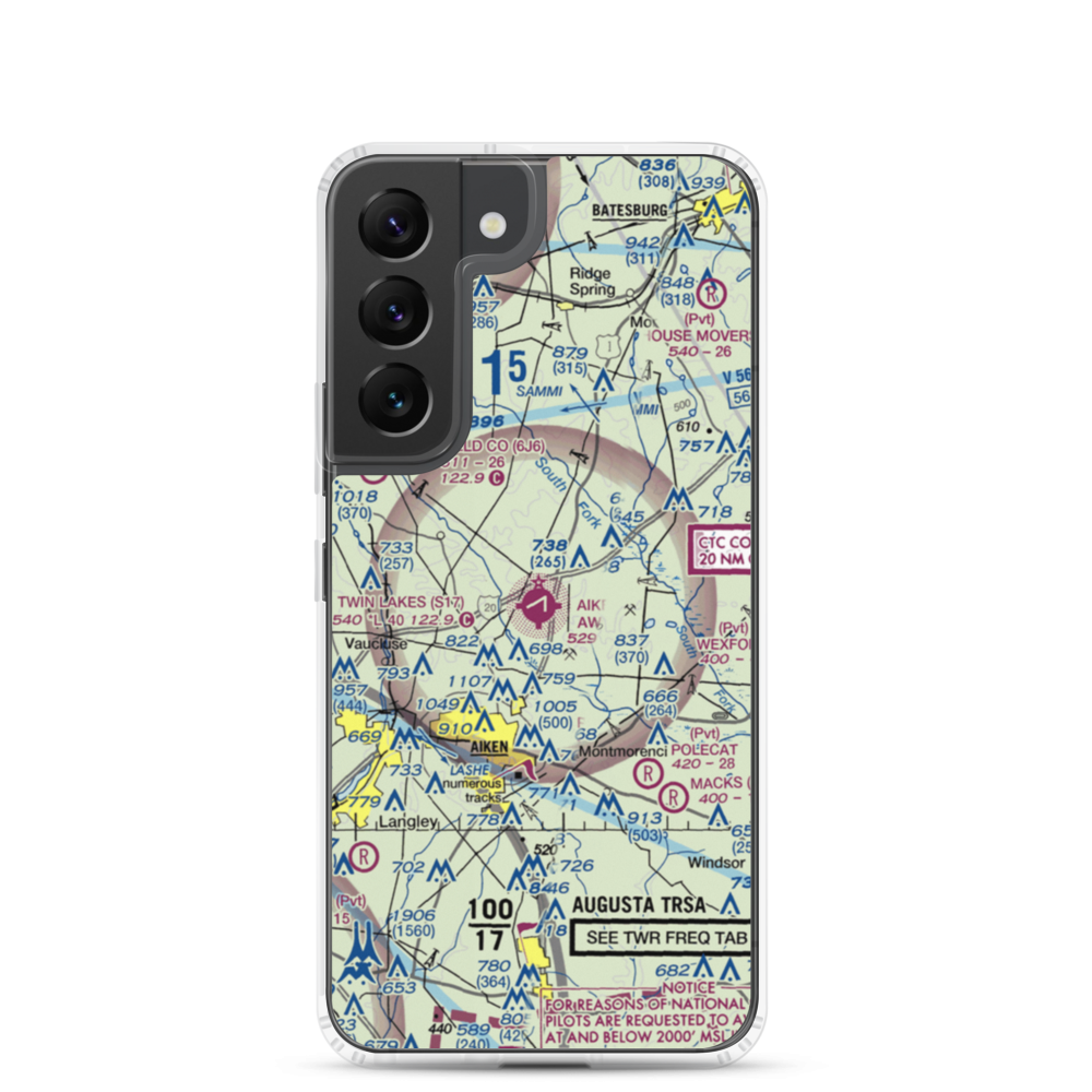Aiken Regional Airport (AIK) VFR Sectional Samsung Case Samsung Galaxy S22 model shown