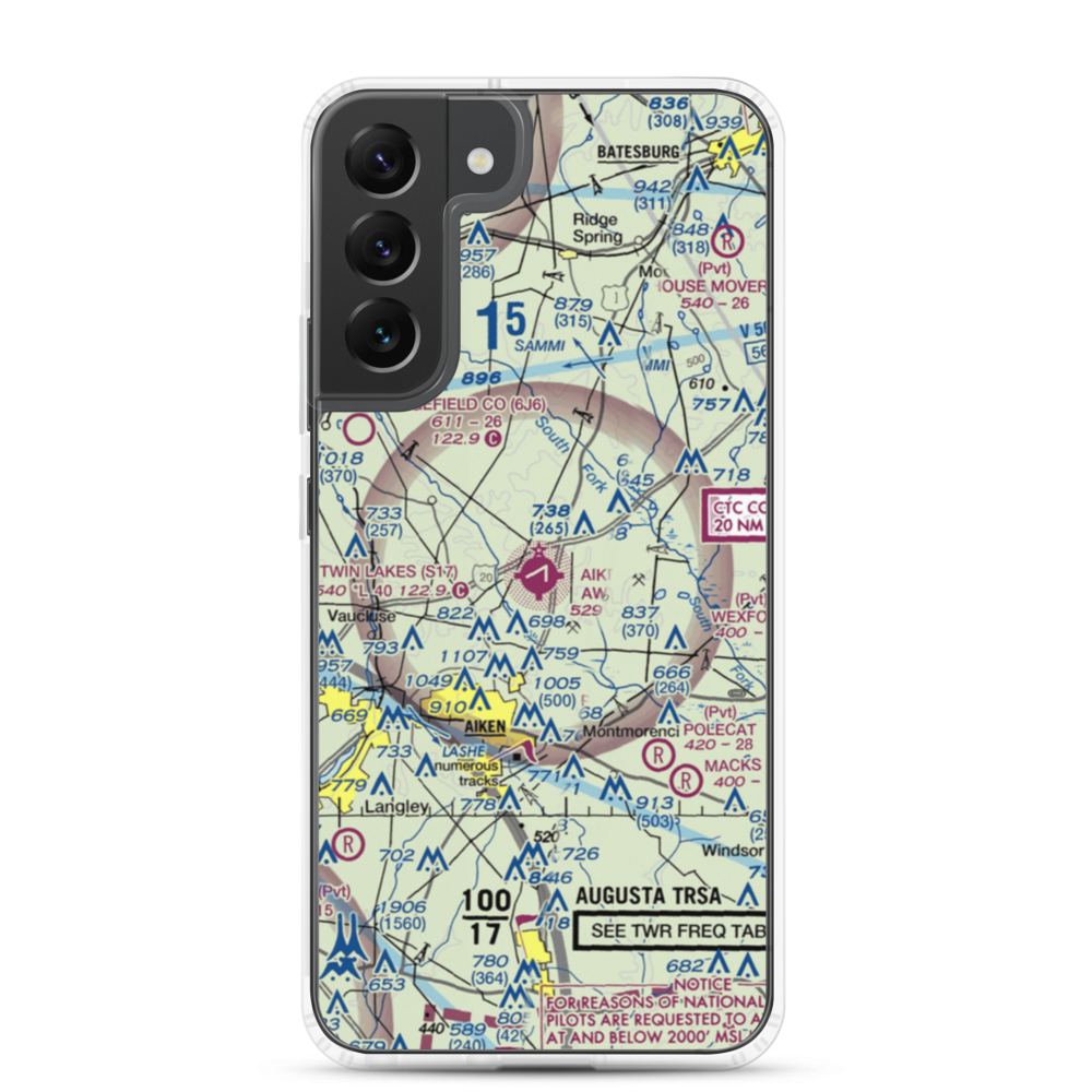 Aiken Regional Airport (AIK) VFR Sectional Samsung Case Samsung Galaxy S22 Plus model shown