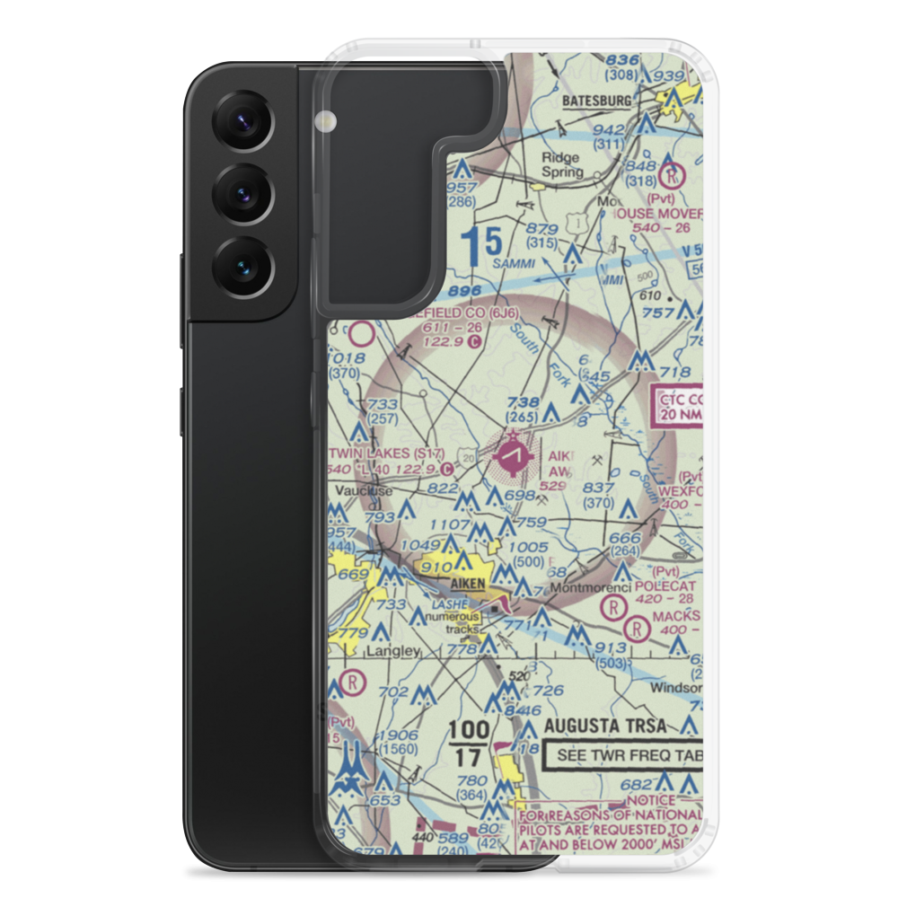 Aiken Regional Airport (AIK) VFR Sectional Samsung Case Samsung Galaxy S22 Plus model shown