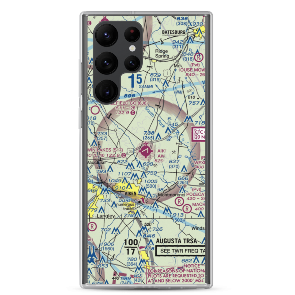 Aiken Regional Airport (AIK) VFR Sectional Samsung Case Samsung Galaxy S22 Ultra model shown