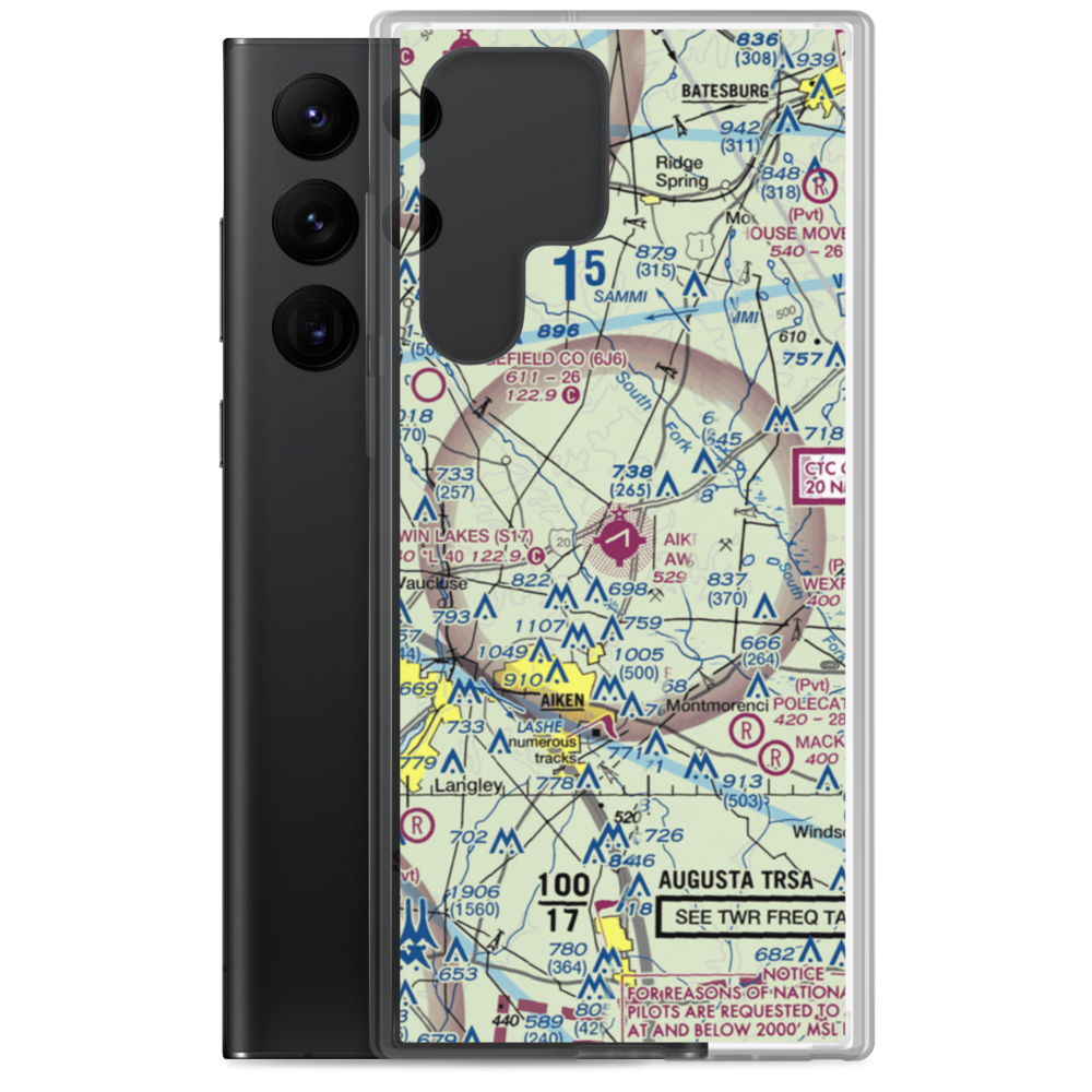 Aiken Regional Airport (AIK) VFR Sectional Samsung Case Samsung Galaxy S22 Ultra model shown