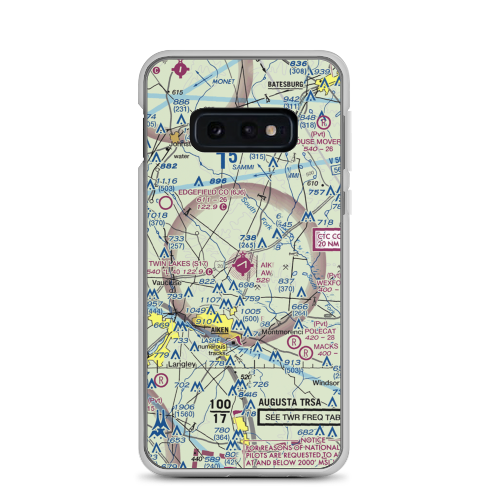 Aiken Regional Airport (AIK) VFR Sectional Samsung Case Samsung Galaxy S10e model shown