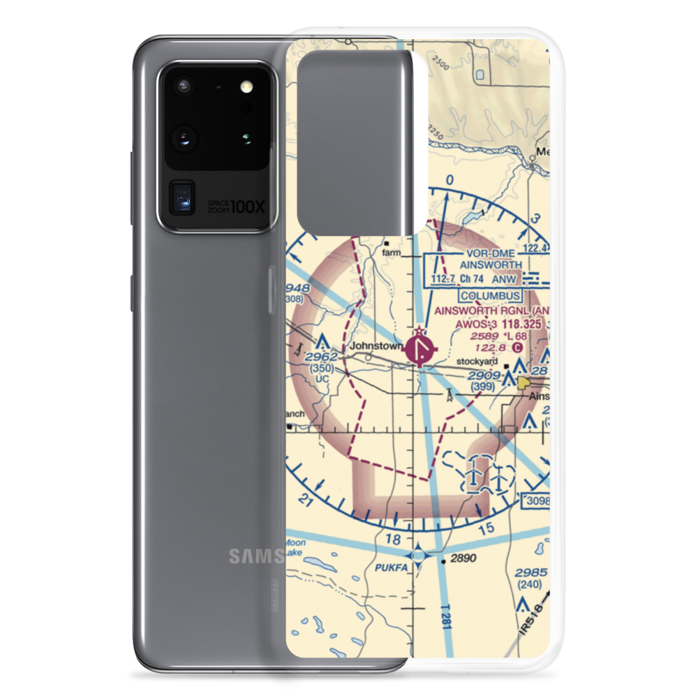 Ainsworth Regional Airport (ANW) VFR Sectional Samsung Case Samsung Galaxy S20 Ultra model shown