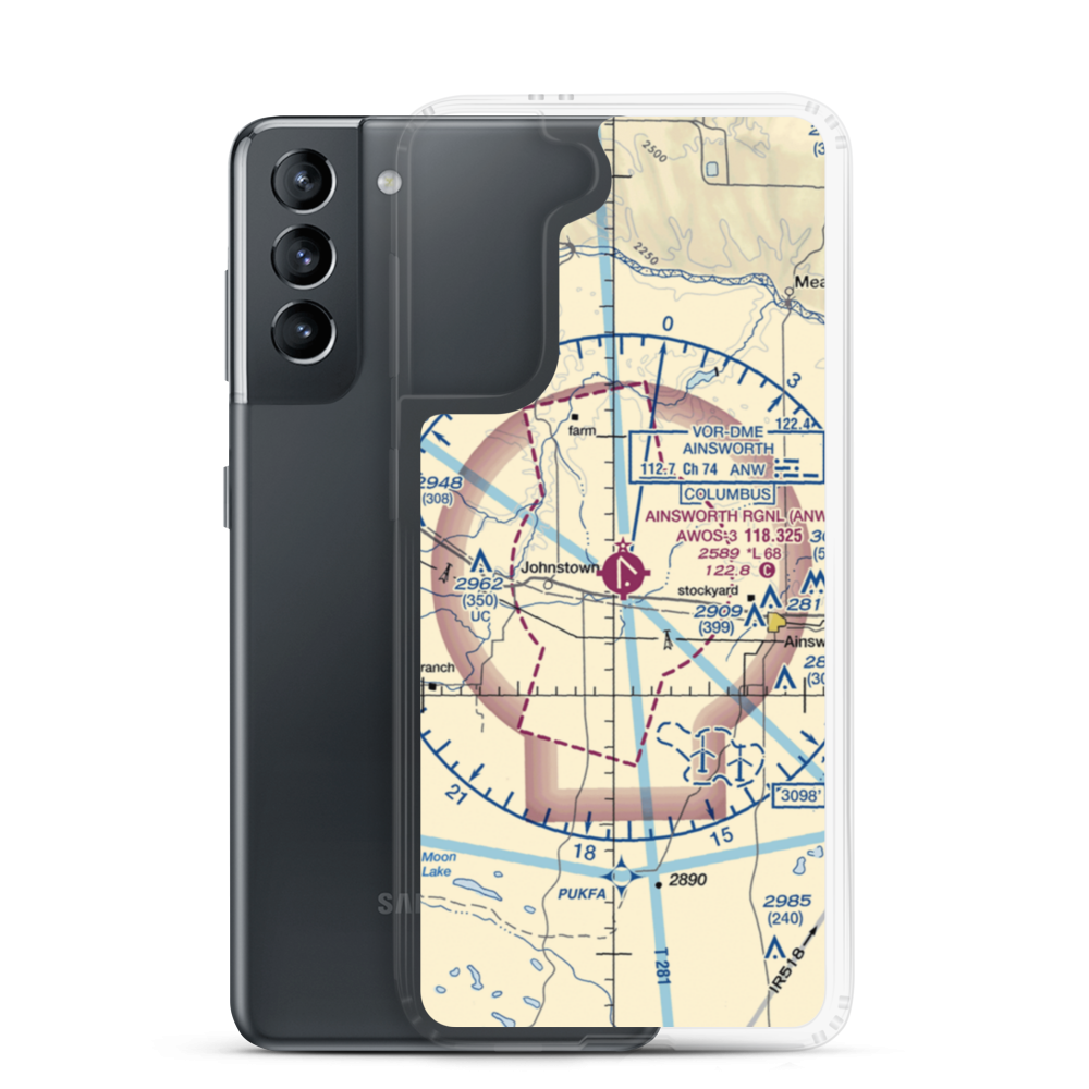 Ainsworth Regional Airport (ANW) VFR Sectional Samsung Case Samsung Galaxy S21 model shown