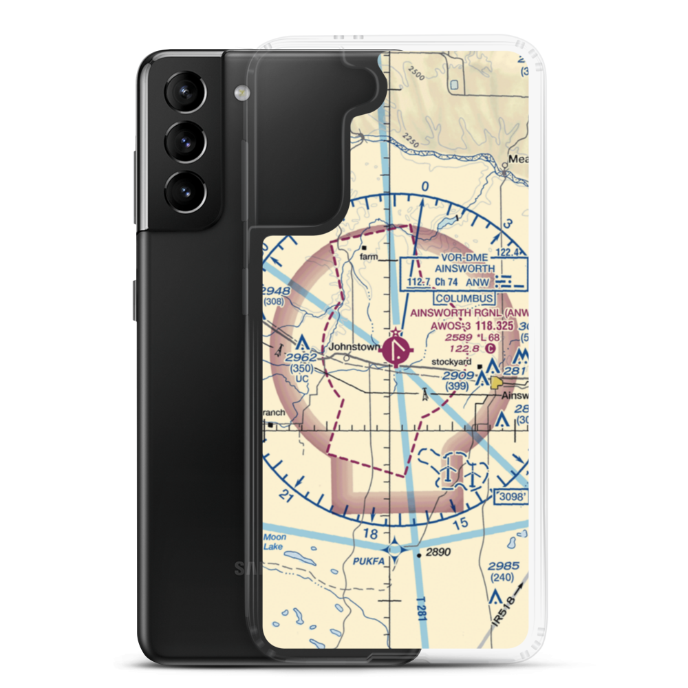 Ainsworth Regional Airport (ANW) VFR Sectional Samsung Case Samsung Galaxy S21 Plus model shown