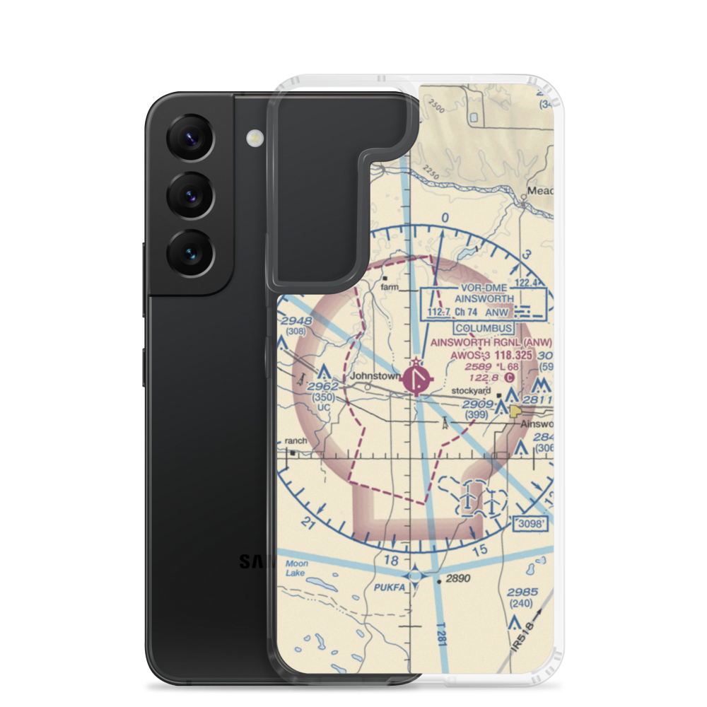 Ainsworth Regional Airport (ANW) VFR Sectional Samsung Case Samsung Galaxy S22 model shown