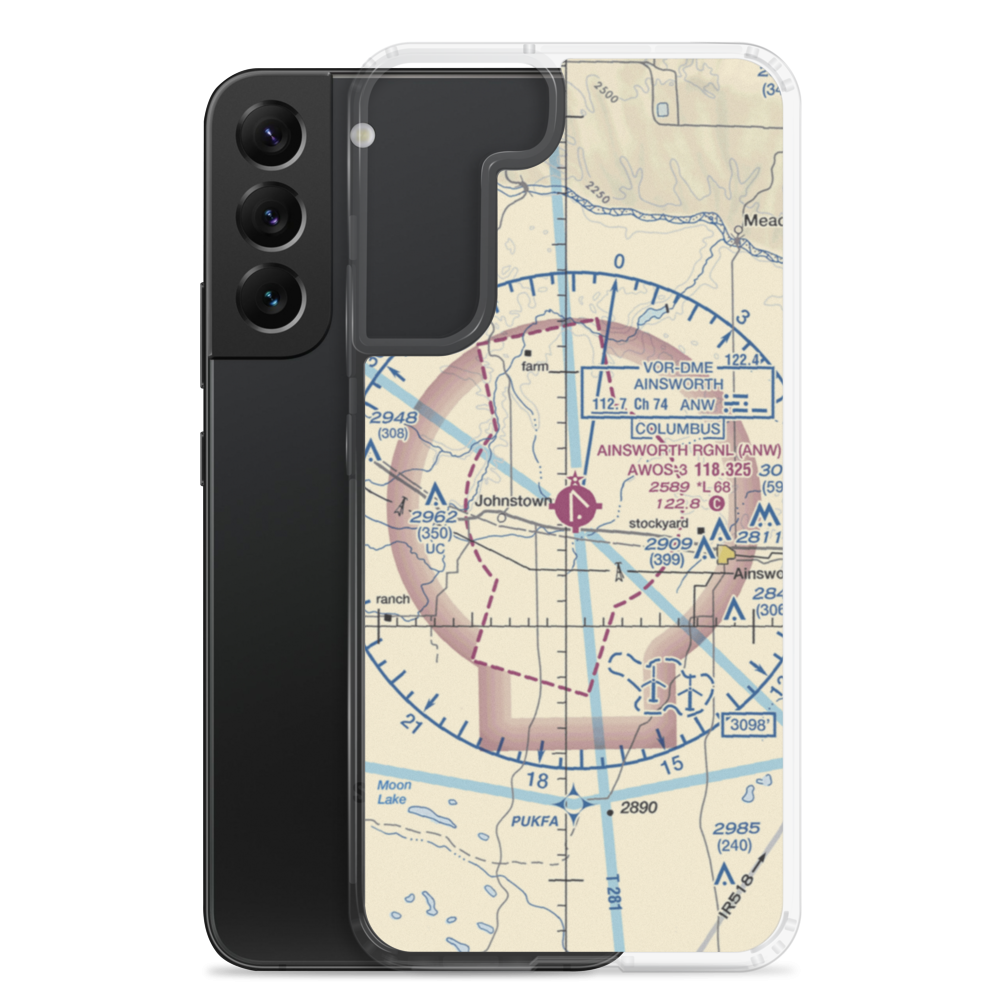 Ainsworth Regional Airport (ANW) VFR Sectional Samsung Case Samsung Galaxy S22 Plus model shown