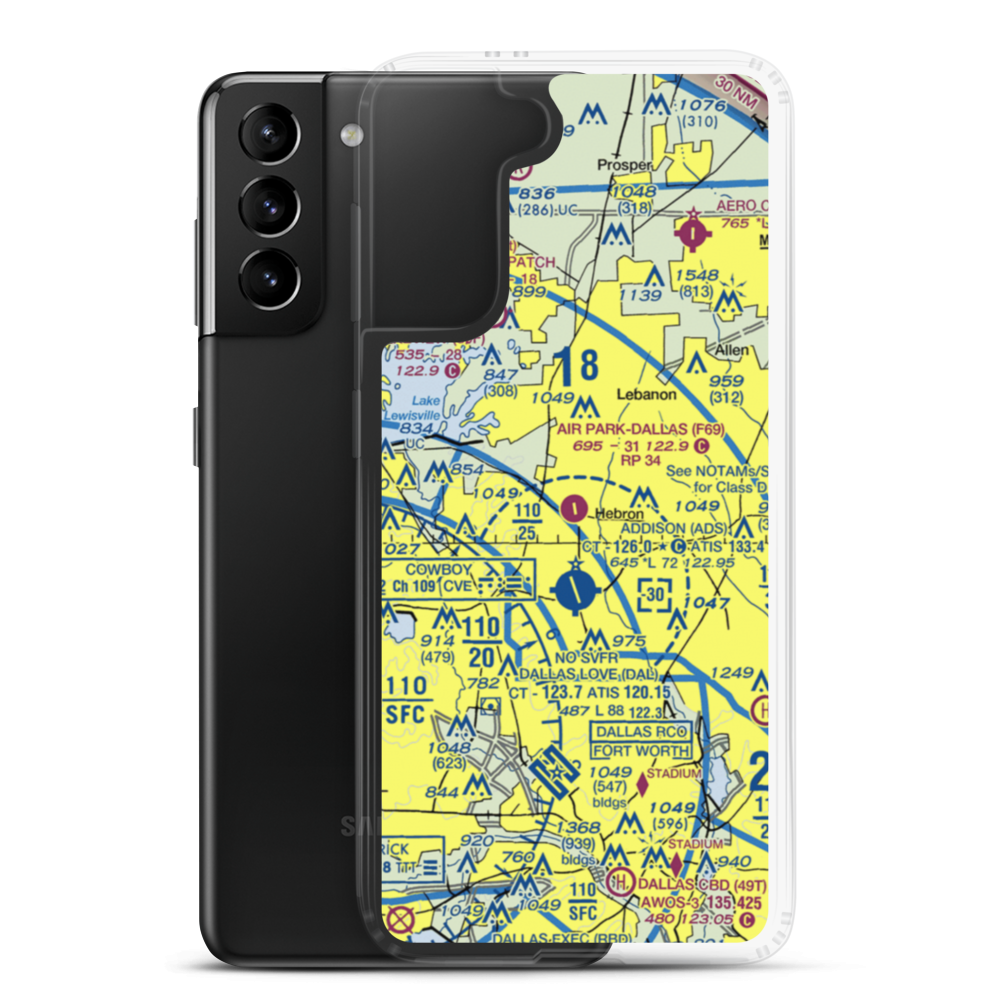 Air Park Dallas Airport (F69) VFR Sectional Samsung Case Samsung Galaxy S21 Plus model shown