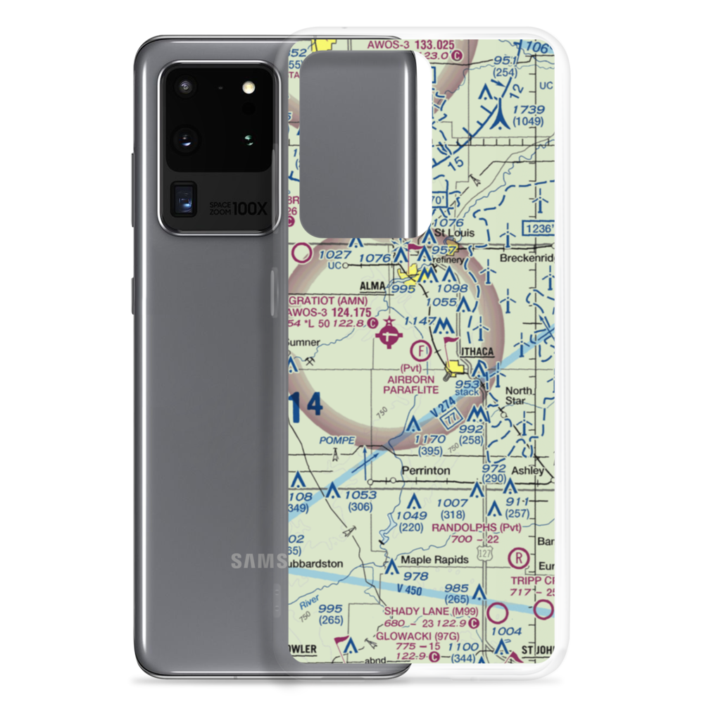 Airborn Paraflite Ultralightport (MI04) VFR Sectional Samsung Case Samsung Galaxy S20 Ultra model shown