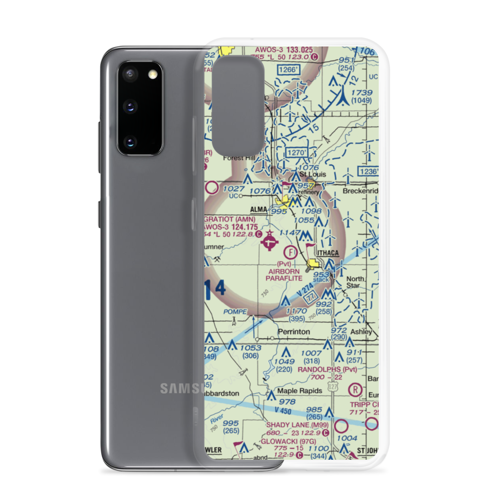 Airborn Paraflite Ultralightport (MI04) VFR Sectional Samsung Case Samsung Galaxy S20 model shown