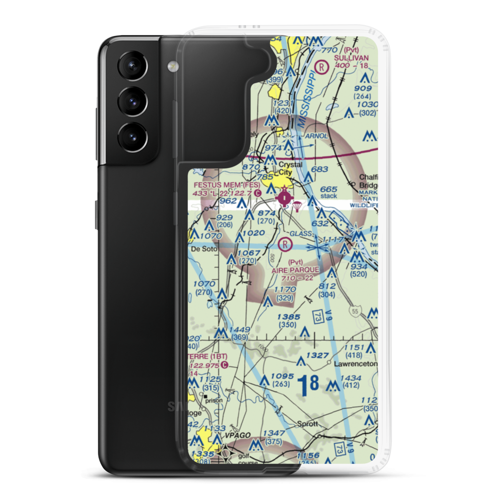 Aire Parque Airport (42MO) VFR Sectional Samsung Case Samsung Galaxy S21 Plus model shown