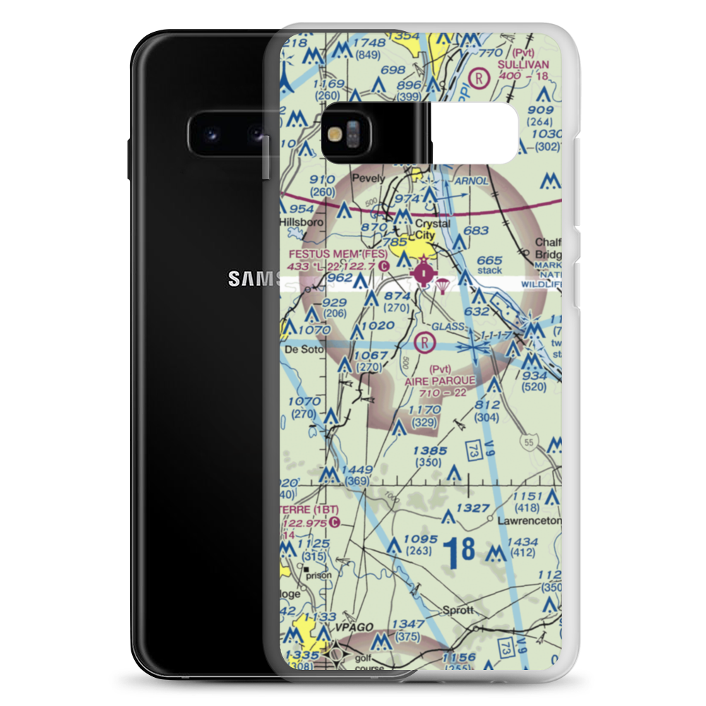 Aire Parque Airport (42MO) VFR Sectional Samsung Case Samsung Galaxy S10+ model shown