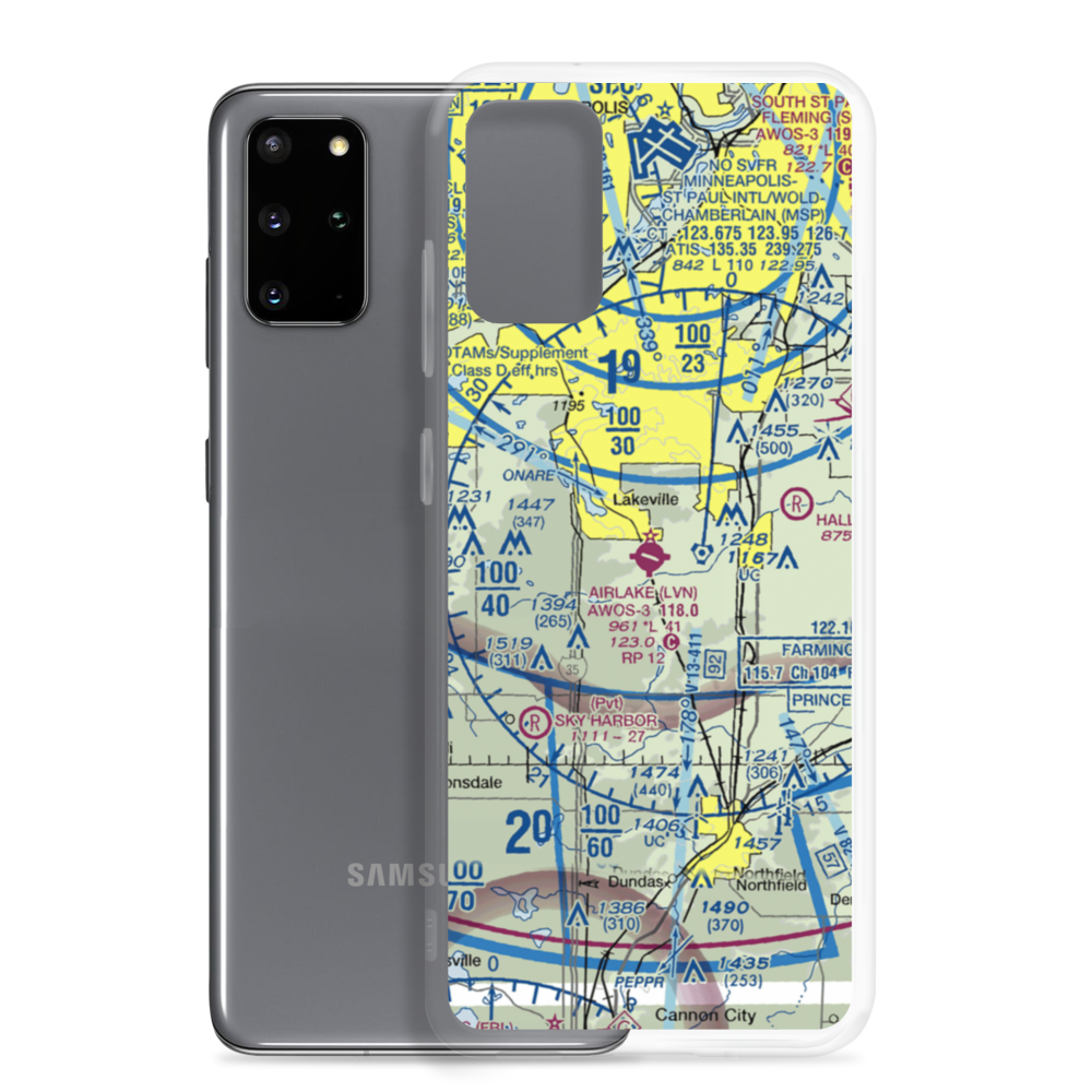 Airlake Airport (LVN) VFR Sectional Samsung Case Samsung Galaxy S20 Plus model shown