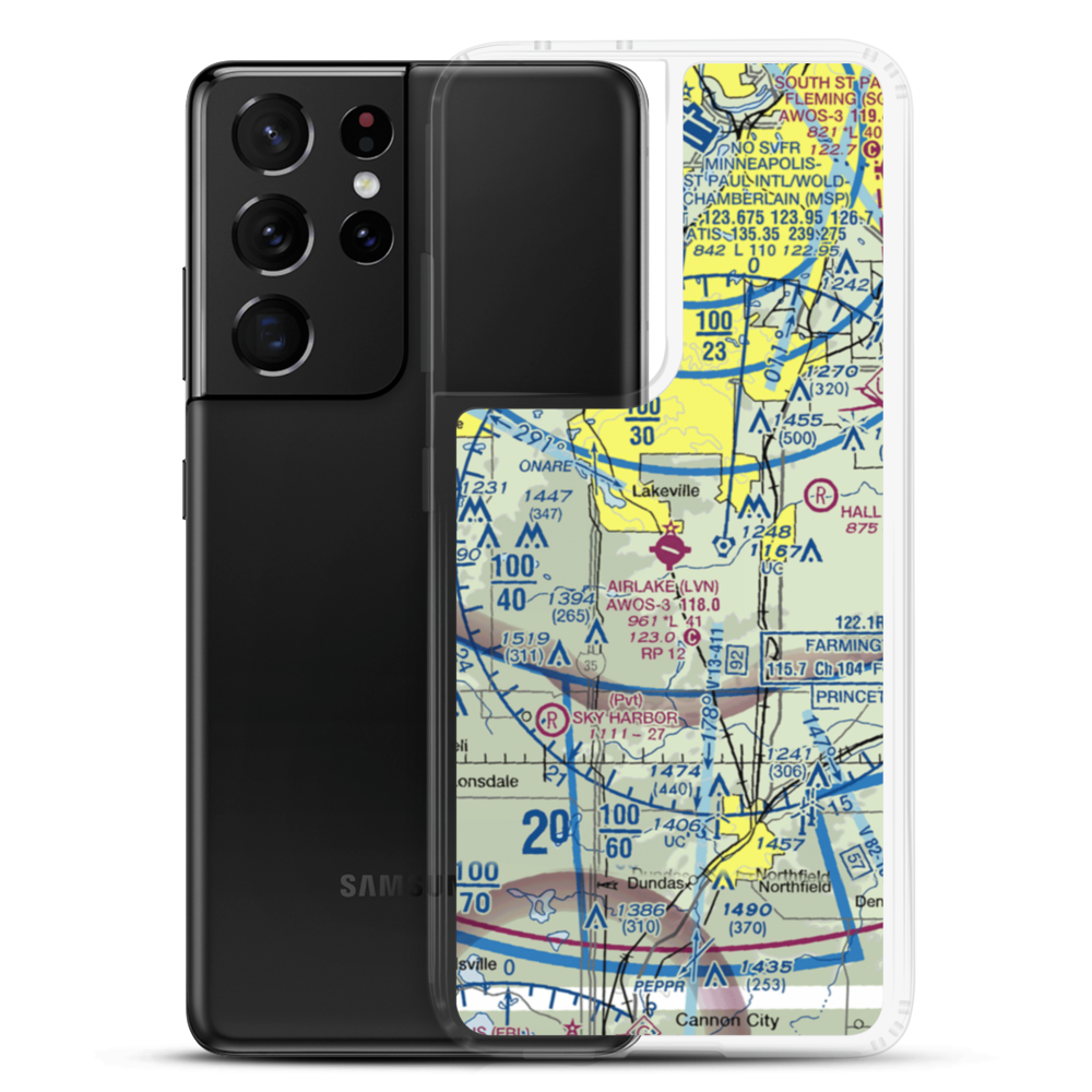 Airlake Airport (LVN) VFR Sectional Samsung Case Samsung Galaxy S21 Ultra model shown