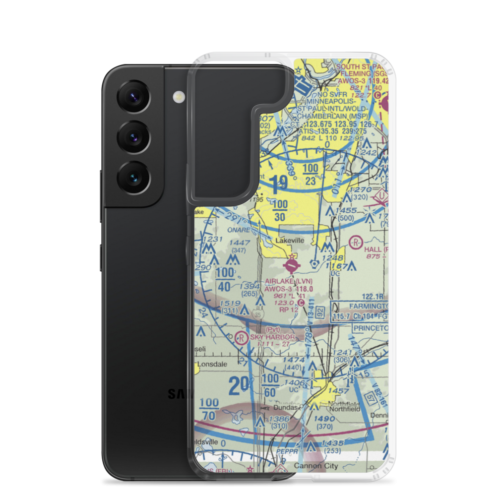 Airlake Airport (LVN) VFR Sectional Samsung Case Samsung Galaxy S22 model shown