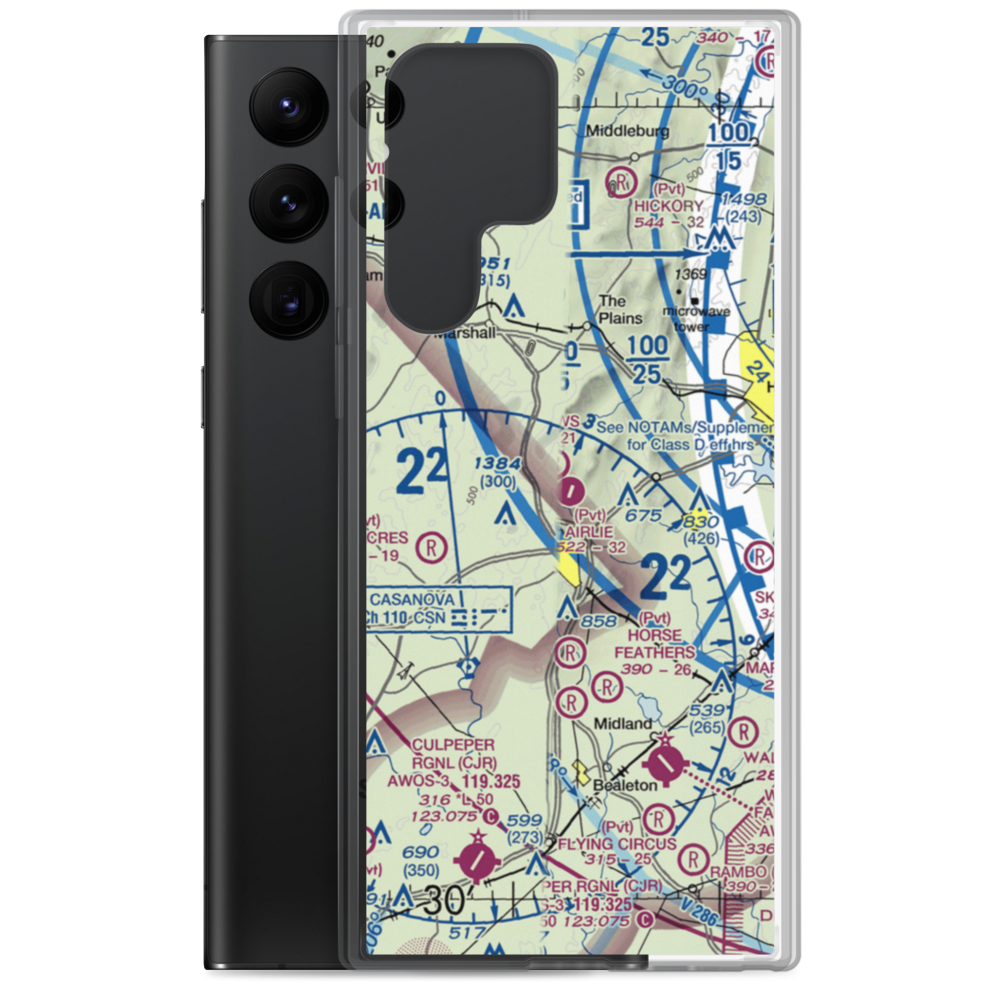 Airlie Airport (2VA9) VFR Sectional Samsung Case Samsung Galaxy S22 Ultra model shown