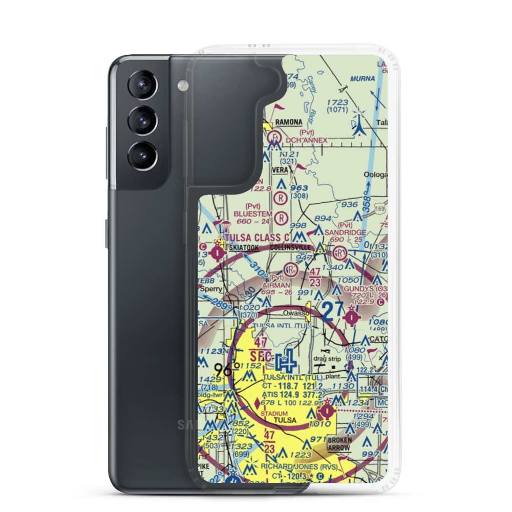 Airman Acres Airport (OK93) VFR Sectional Samsung Case Samsung Galaxy S21 model shown