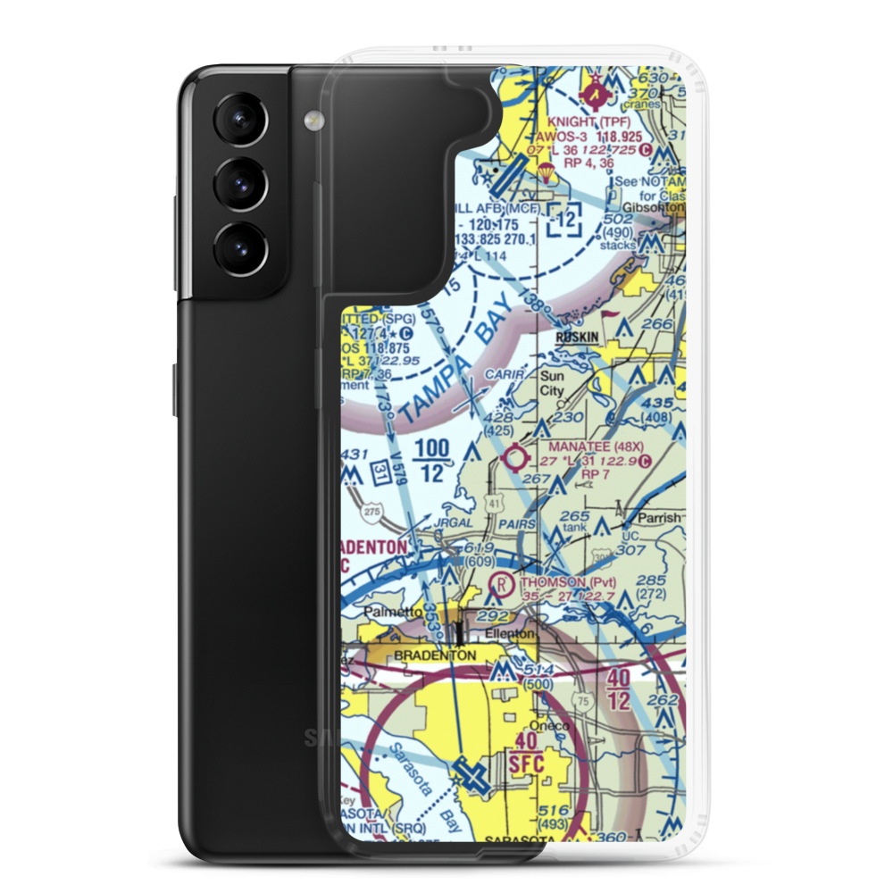 Airport Manatee Airport (48X) VFR Sectional Samsung Case Samsung Galaxy S21 Plus model shown
