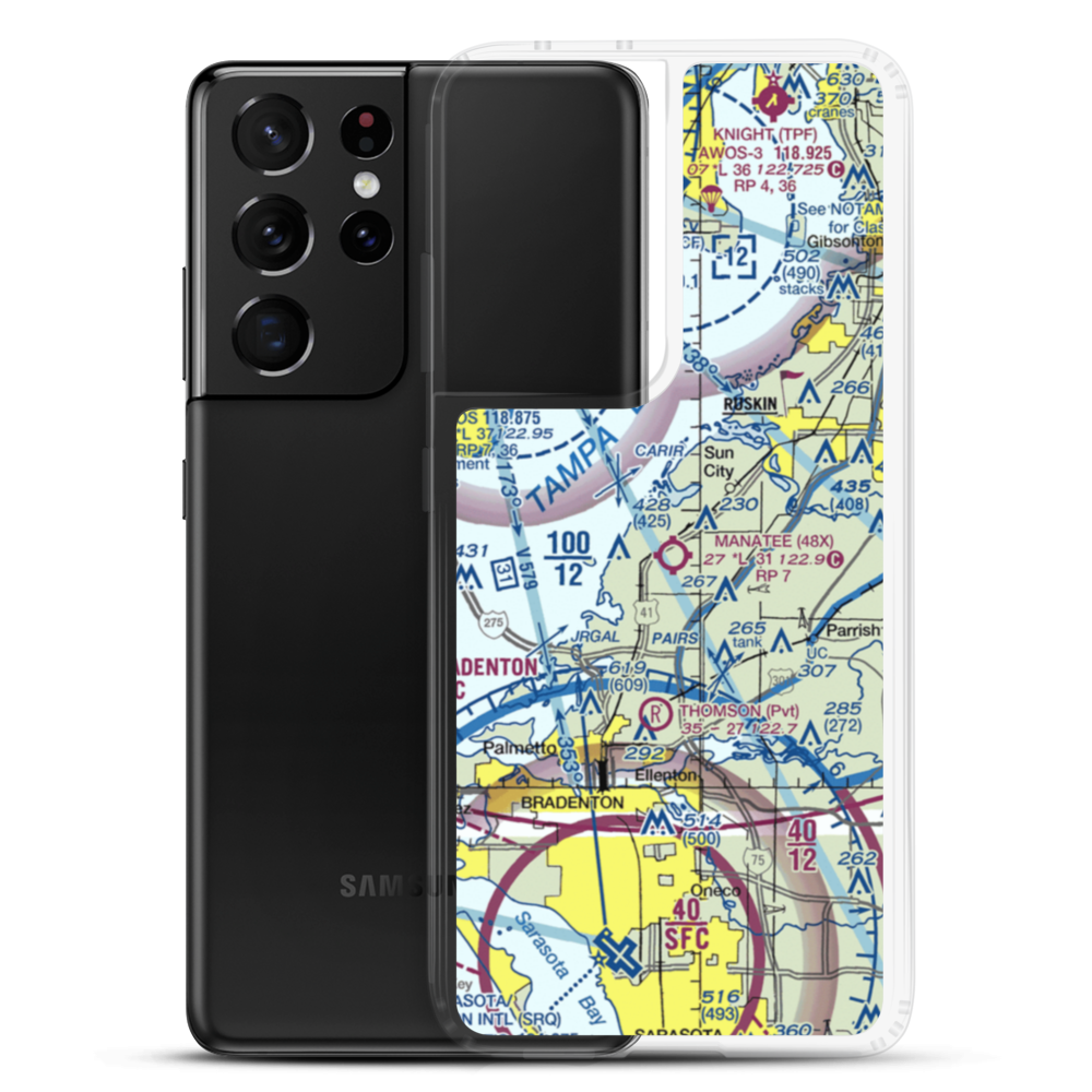 Airport Manatee Airport (48X) VFR Sectional Samsung Case Samsung Galaxy S21 Ultra model shown