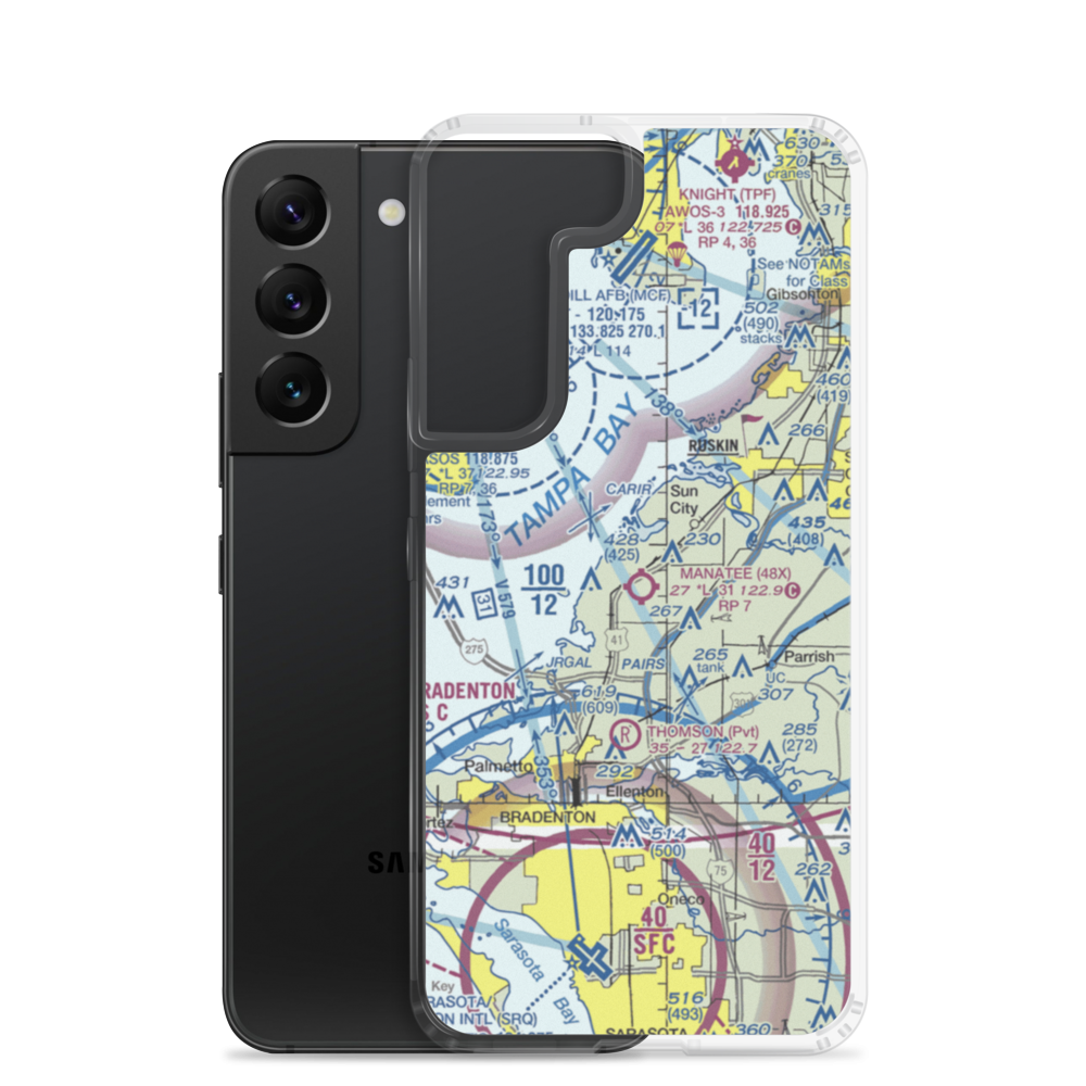 Airport Manatee Airport (48X) VFR Sectional Samsung Case Samsung Galaxy S22 model shown