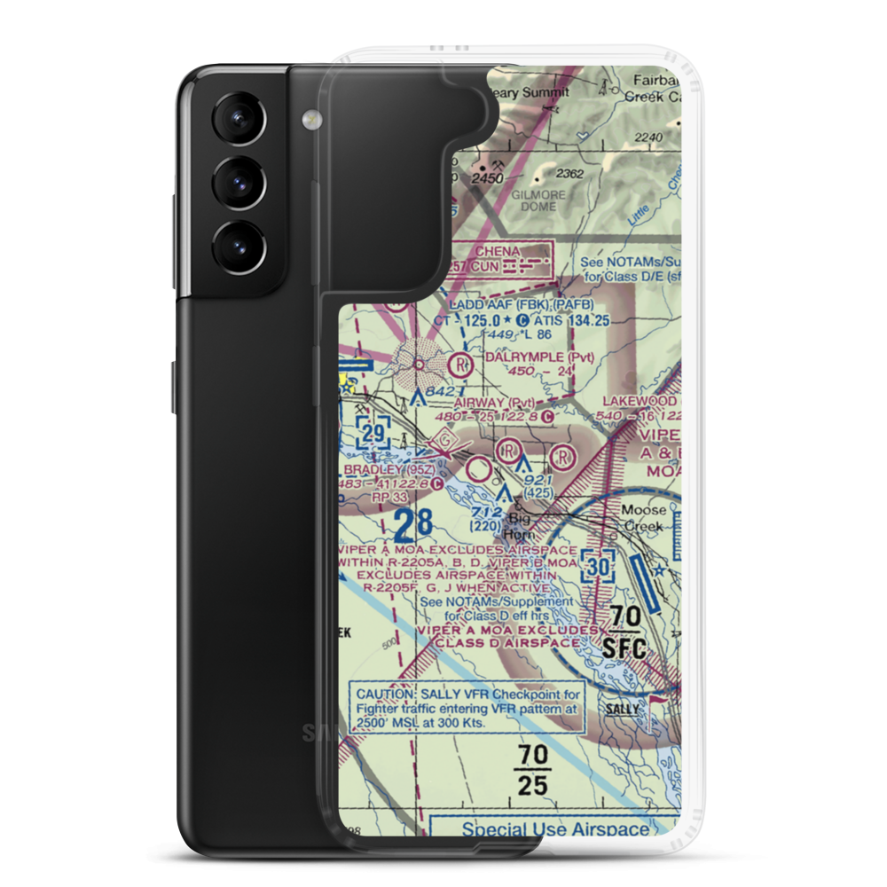 Airway Airport (5AK3) VFR Sectional Samsung Case Samsung Galaxy S21 Plus model shown