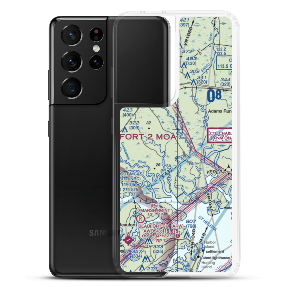 Airy Hall Airport (SC15) VFR Sectional Samsung Case Samsung Galaxy S21 Ultra model shown