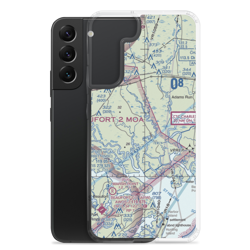 Airy Hall Airport (SC15) VFR Sectional Samsung Case Samsung Galaxy S22 Plus model shown