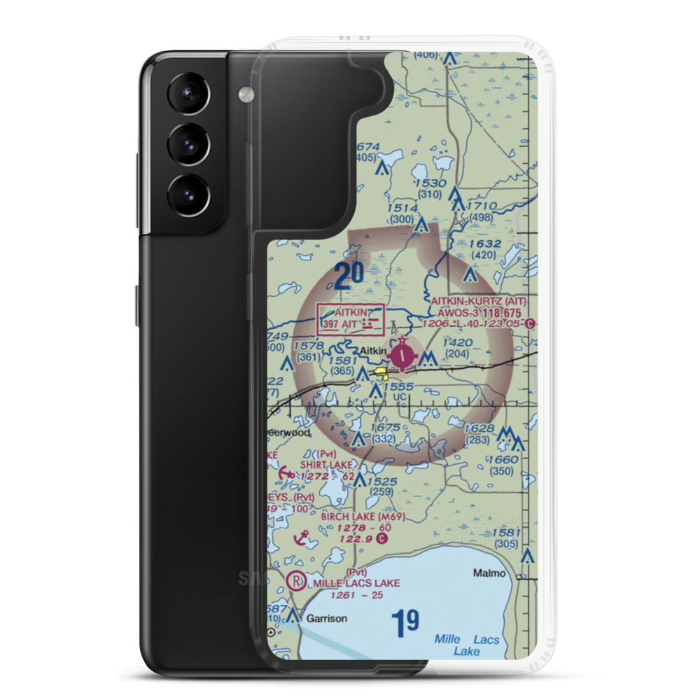 Aitkin Municipal Steve Kurtz Field (AIT) VFR Sectional Samsung Case Samsung Galaxy S21 Plus model shown