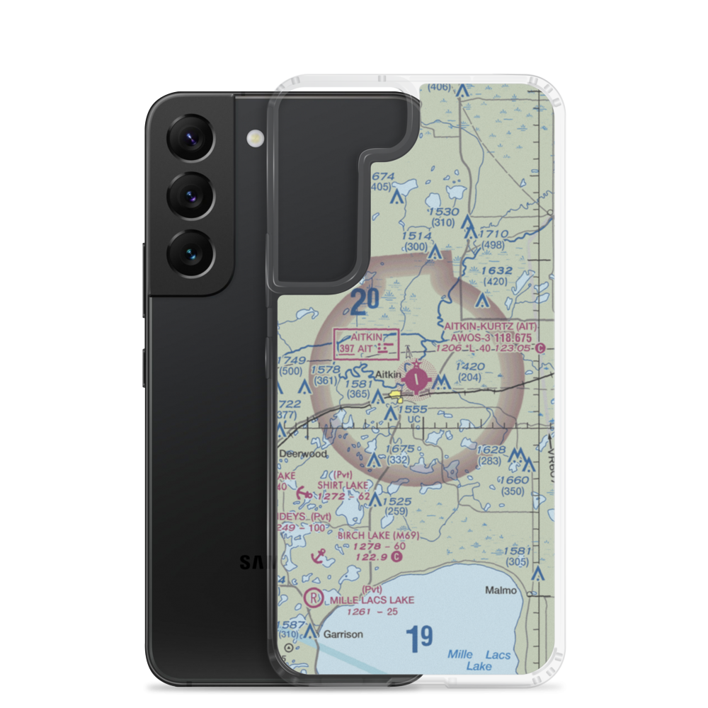 Aitkin Municipal Steve Kurtz Field (AIT) VFR Sectional Samsung Case Samsung Galaxy S22 model shown